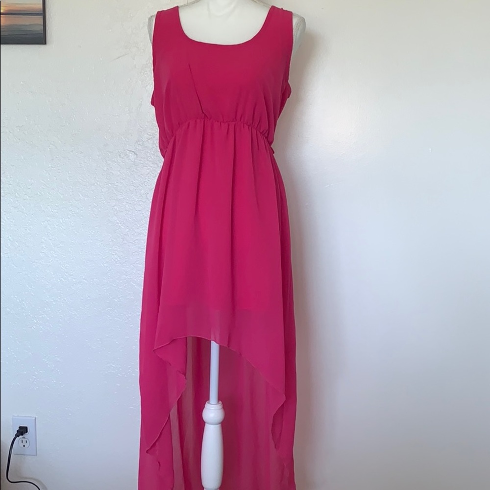 Bright Pink High-Low Dress